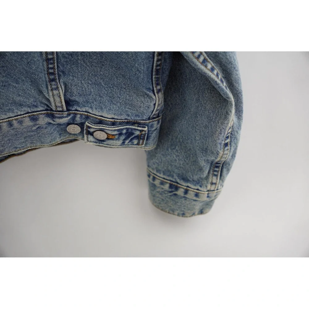 Vintage 90s Levi's Denim Trucker Jacket Mens M Light Wash Blue Cotton Button Up - Picture 11 of 13